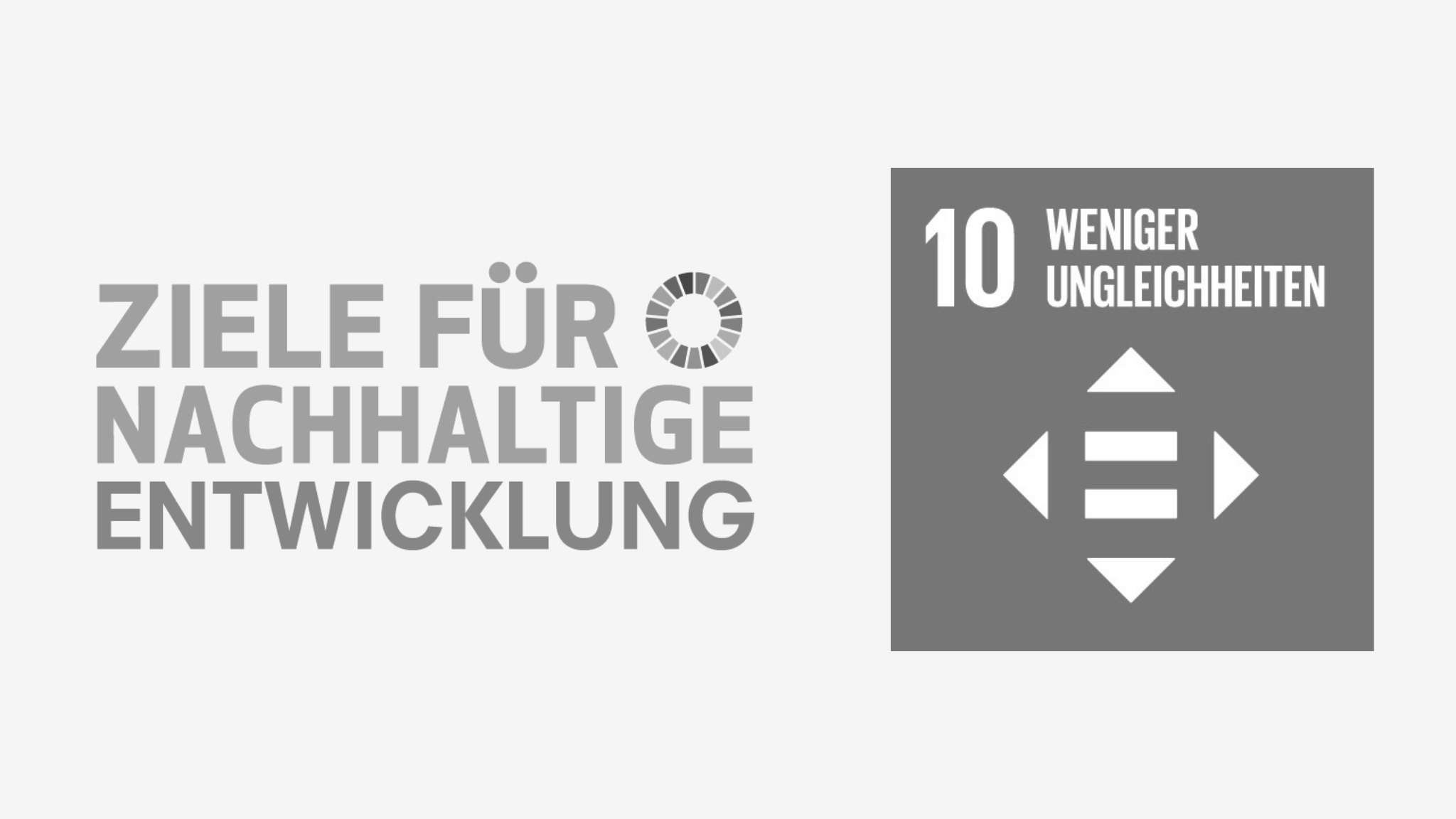 Schriftzug "Ziele für nachhaltige Entwicklung" mit Icon von SDG 10 "Weniger Ungleichheiten"